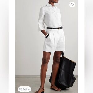 ANOTHER TOMORROW
Pleated white linen shorts